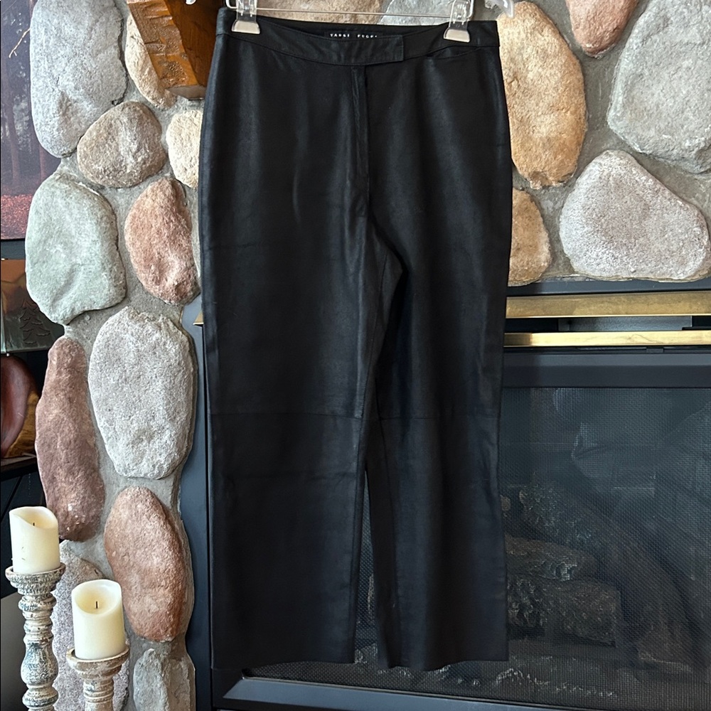 Yansi Fugel Suede Leather Straight Leg Pants, Size 8